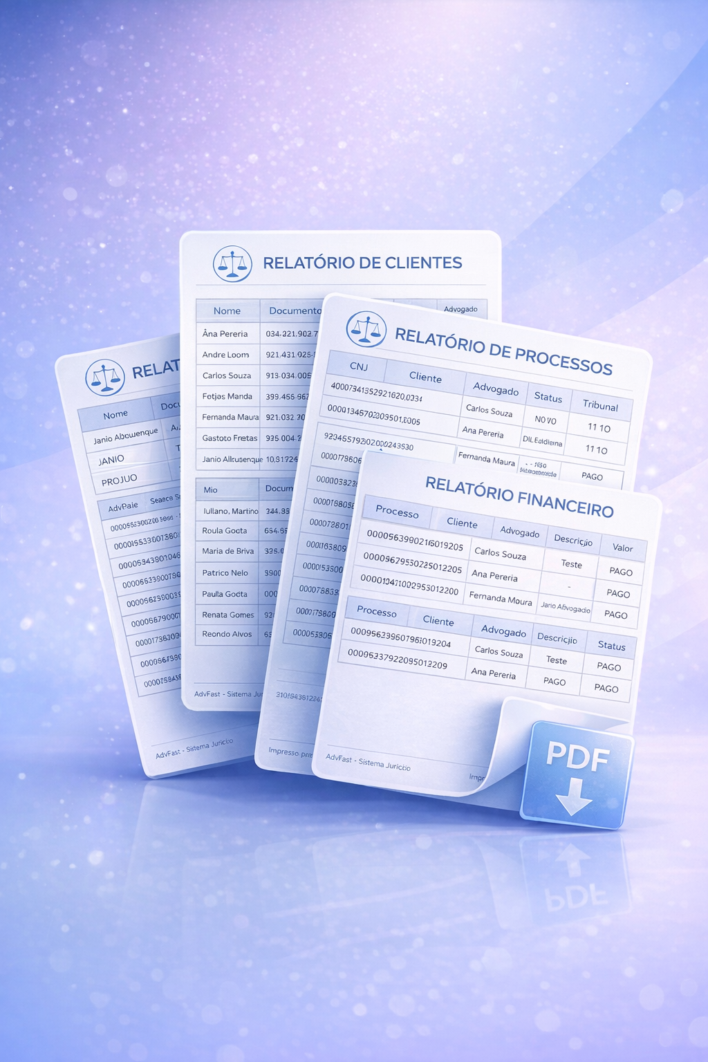 Relatórios PDF profissionais do SIGJ